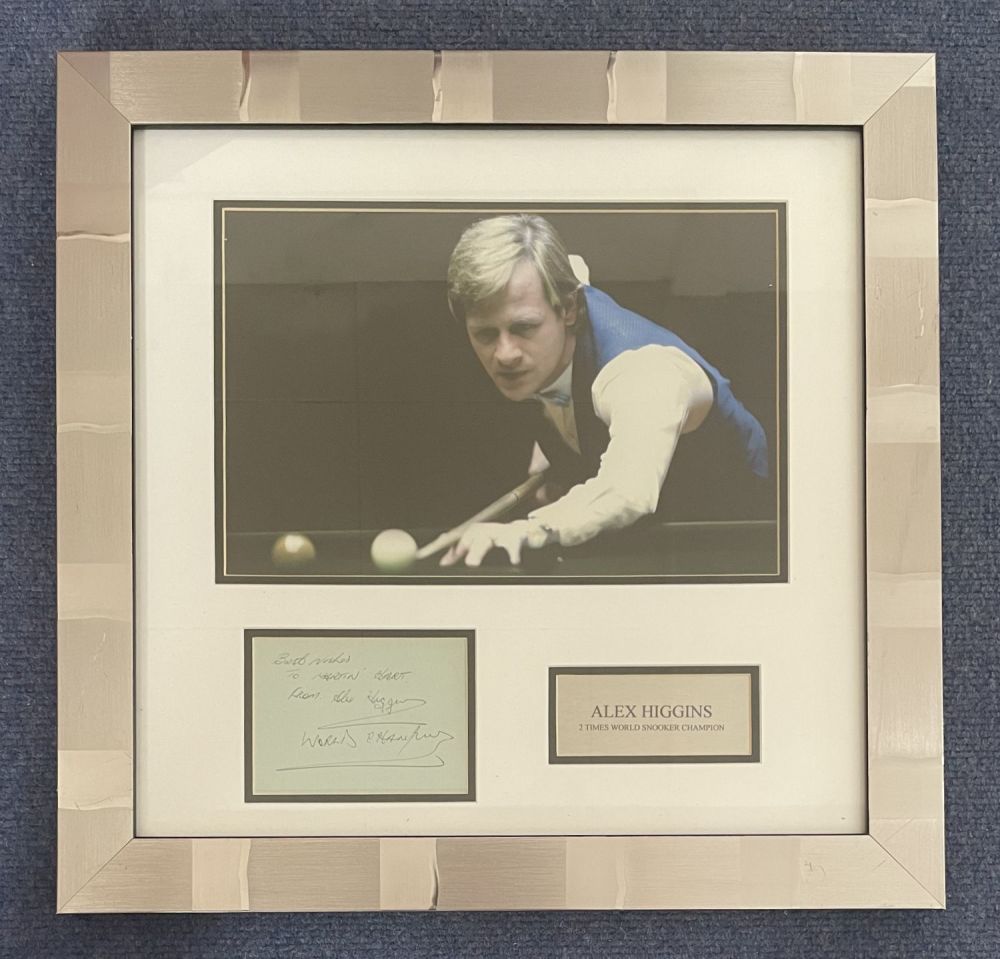 Lot 46: Alex Higgins 18x18 overall size mounted and framed...