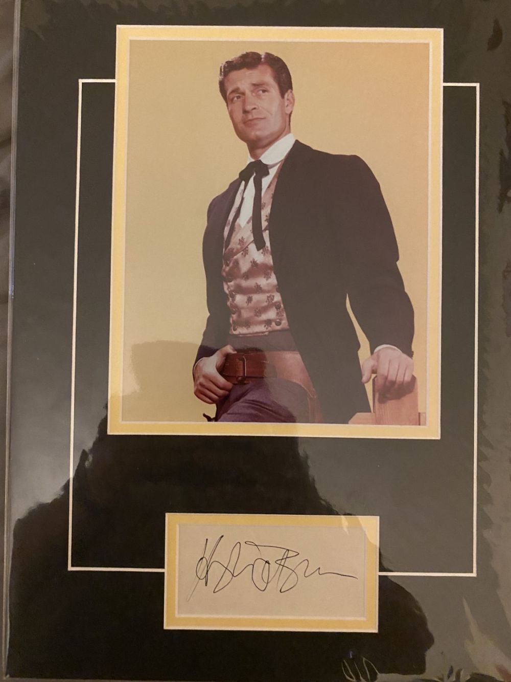 Lot 578: Hugh O'Brien signature in a 14x11 inch display...