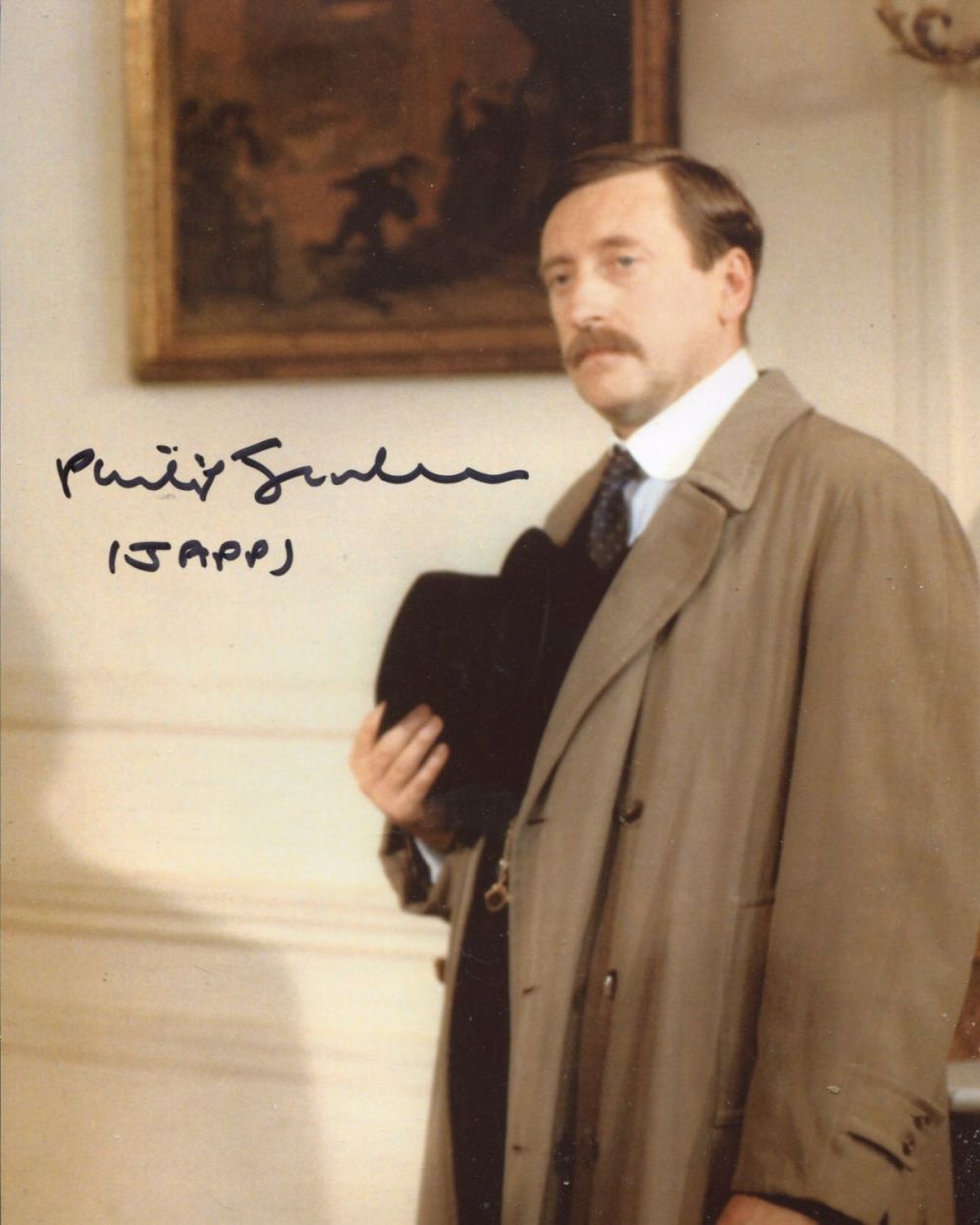 Lot 678: Poirot 8x10 photo signed by actor Philip Jackson...