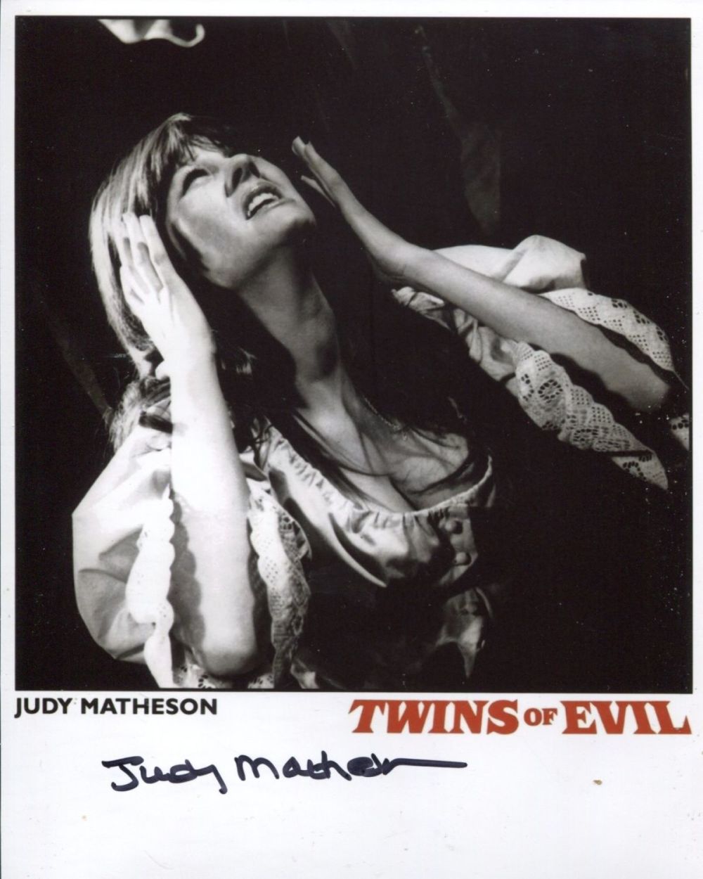 Lot 686: Twins of Evil horror movie 8x10 photo signed...