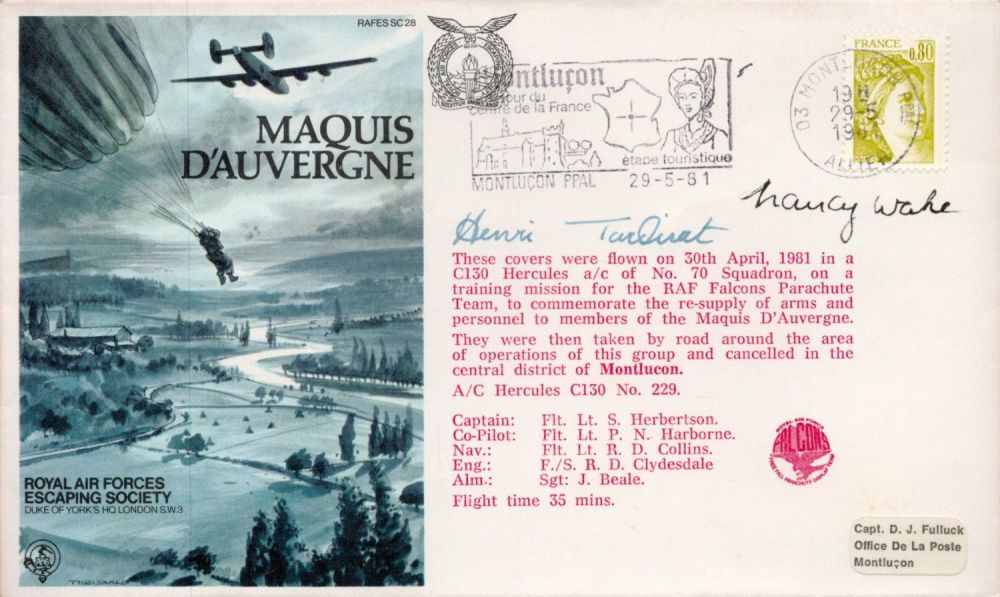 Lot 53: World War II Nancy Wake signed Maquis D'Auvergne...