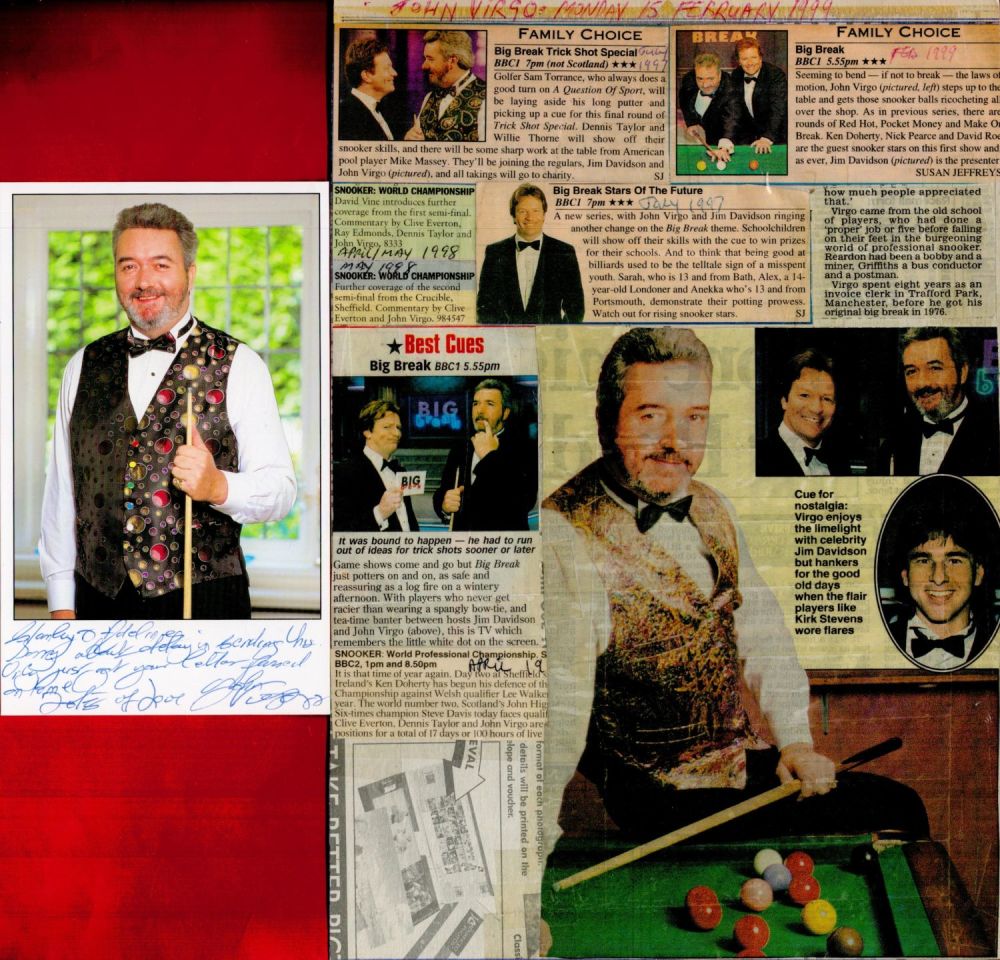 Lot 68: Snooker John Virgo signed 6x4 colour photo dedicated....