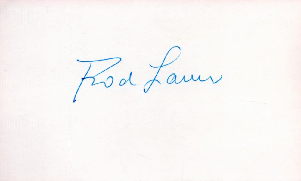 Lot 82: Tennis Rod Laver signed 5x3 white card. Good...