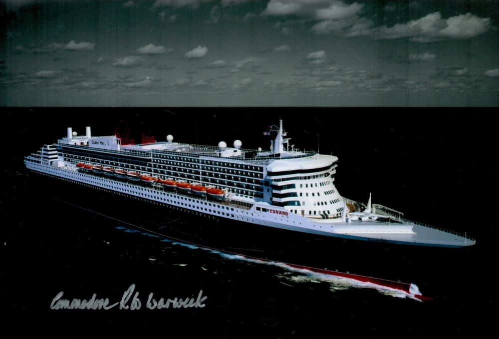 Lot 109: Commodore R.W Warwick signed Cunard Queen Mary 2...