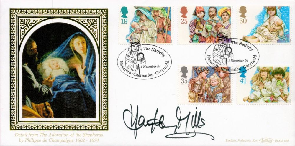Lot 160: Hayley Mills signed nativity FDC with image commemorating...