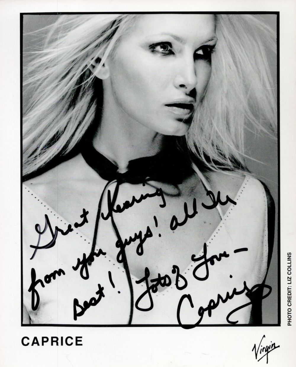 Lot 171: Caprice, Female Vocalist and Model, 10x8 inch Signed...