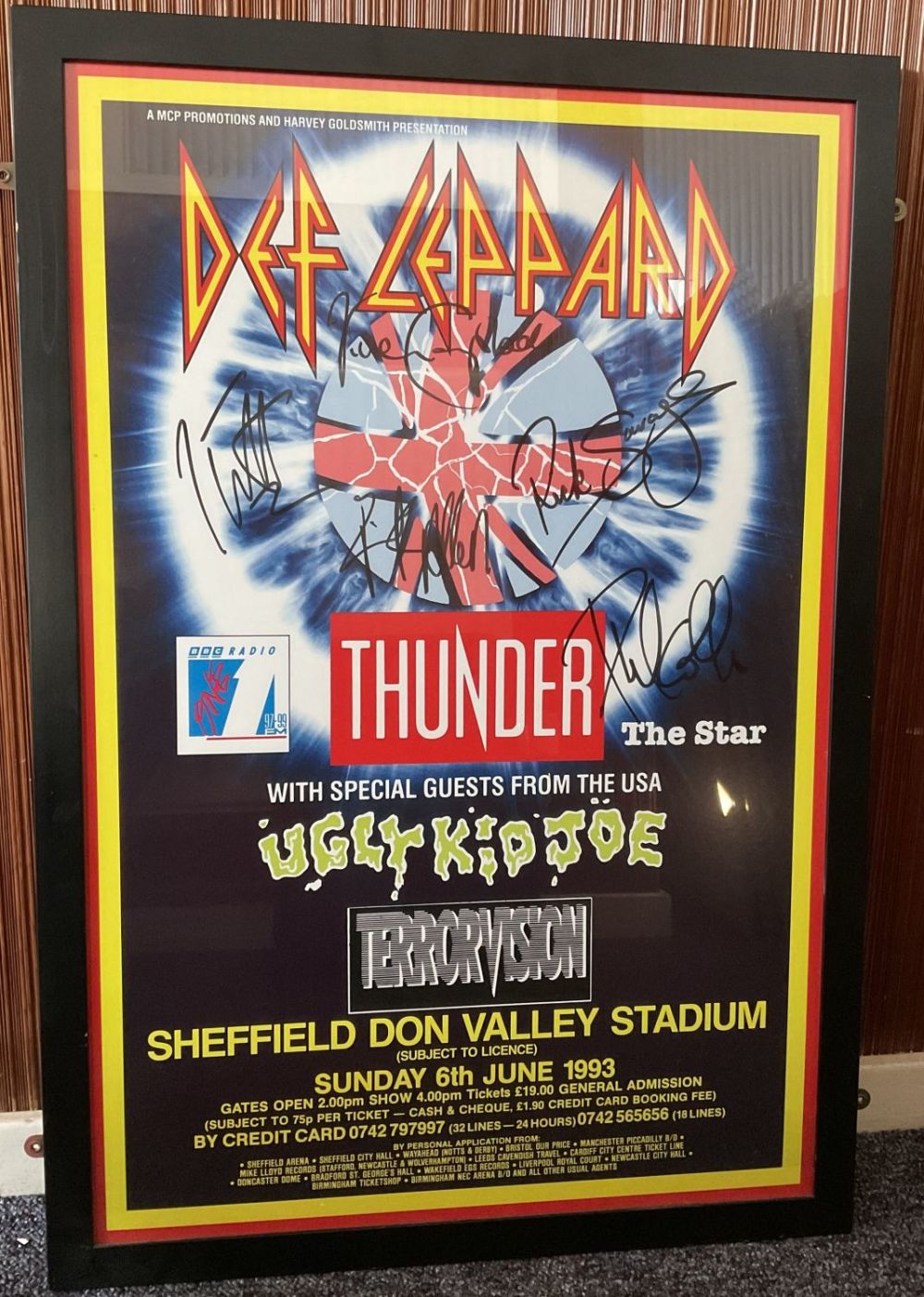 Lot 235: Def Leppard framed multi-signed concert poster with 5...