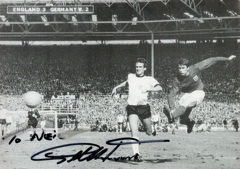 Lot 266: Geoff Hurst Signed 8x6 inch Black and White...