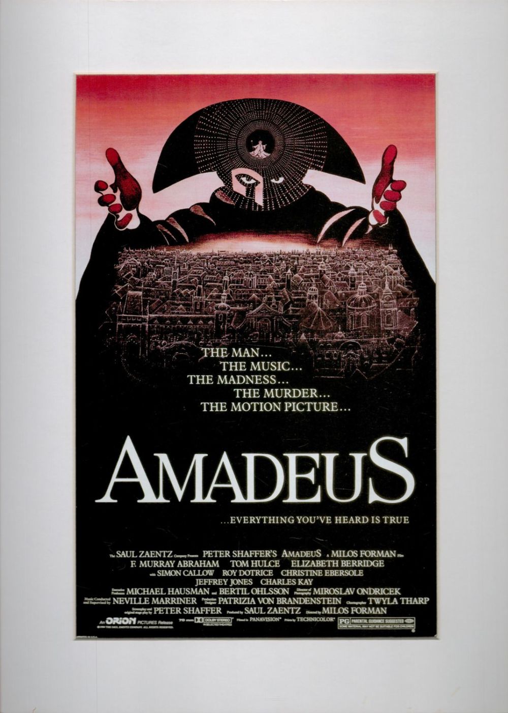 Lot 299: Amadeus Colour Movie Magazine Cutting attached to Board,...