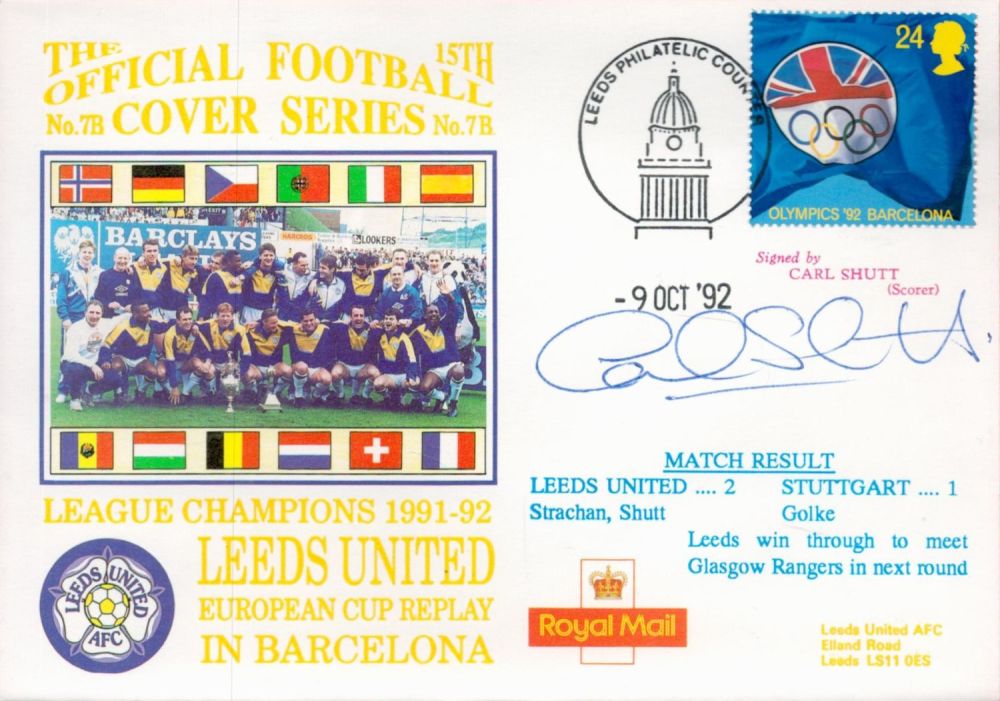 Lot 353: Carl Shutt Signed Leeds Utd V Stuttgart Cover...