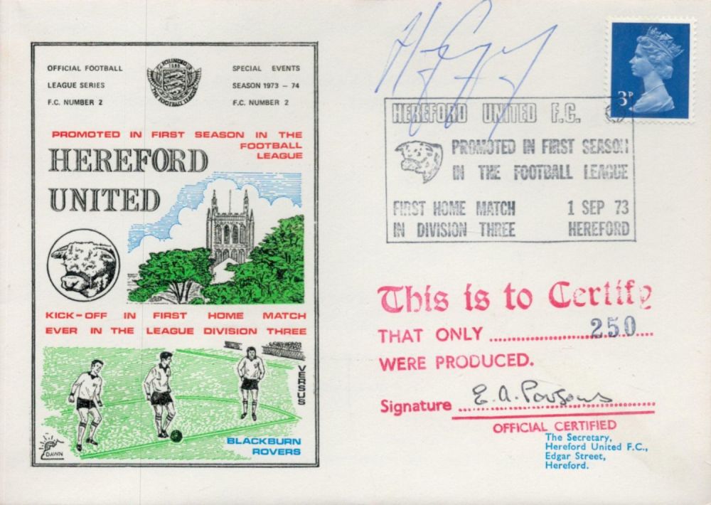 Lot 357: E A Parsons Signed Hereford Utd FDC With...