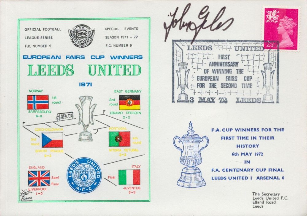 Lot 359: Johnny Giles Signed Leeds United European Fairs Cup...