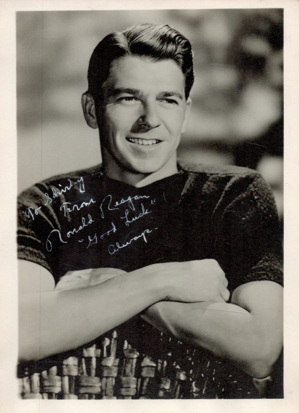 Lot 395: Ronald Reagan Signed 7x5 inch Black and White...