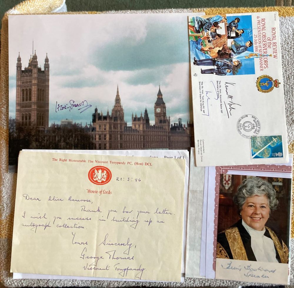 Lot 526: Political collection of Letters, covers, photos. Includes Lord...