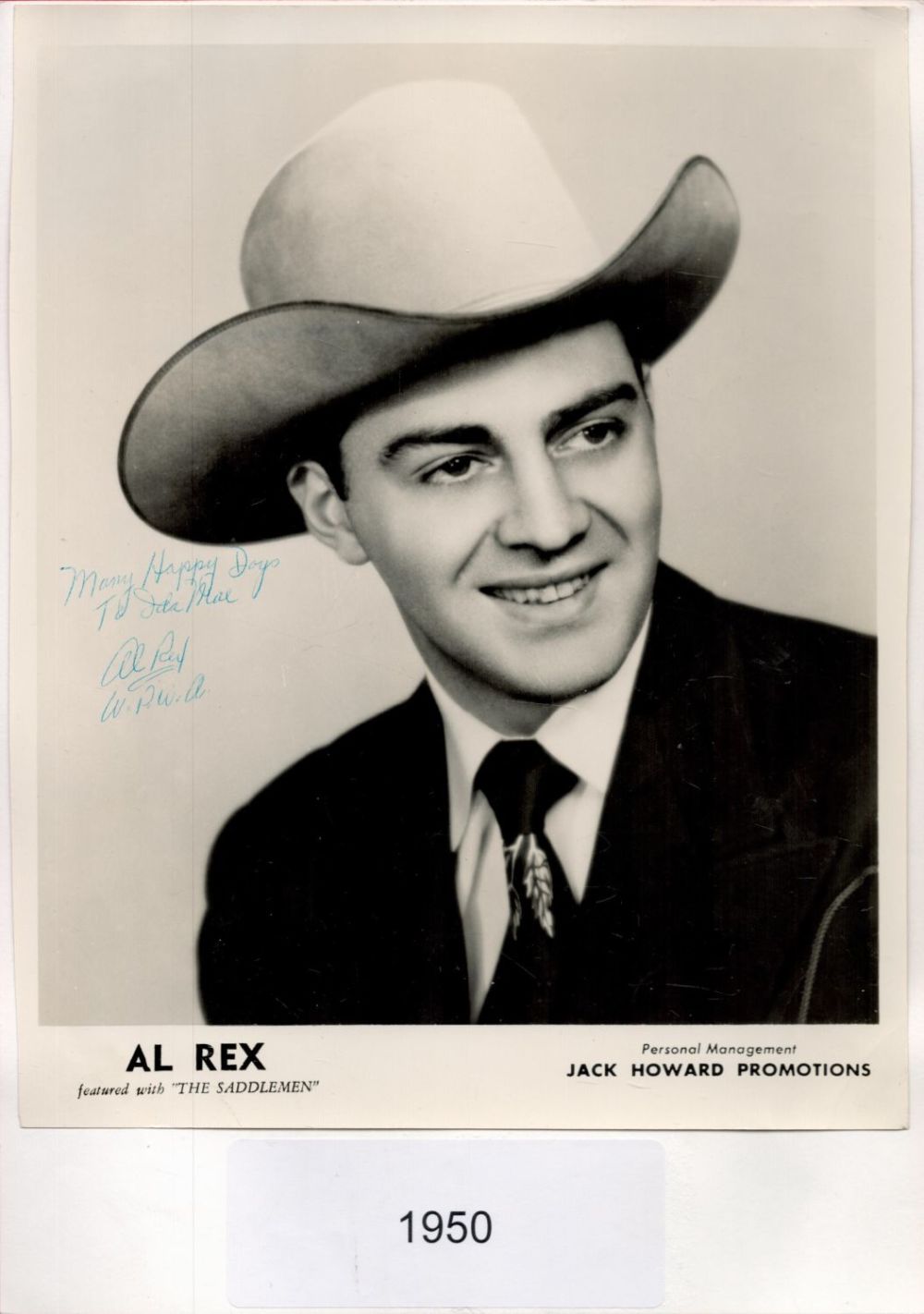 Lot 54: Al Rex signed 10x8 black and white vintage...