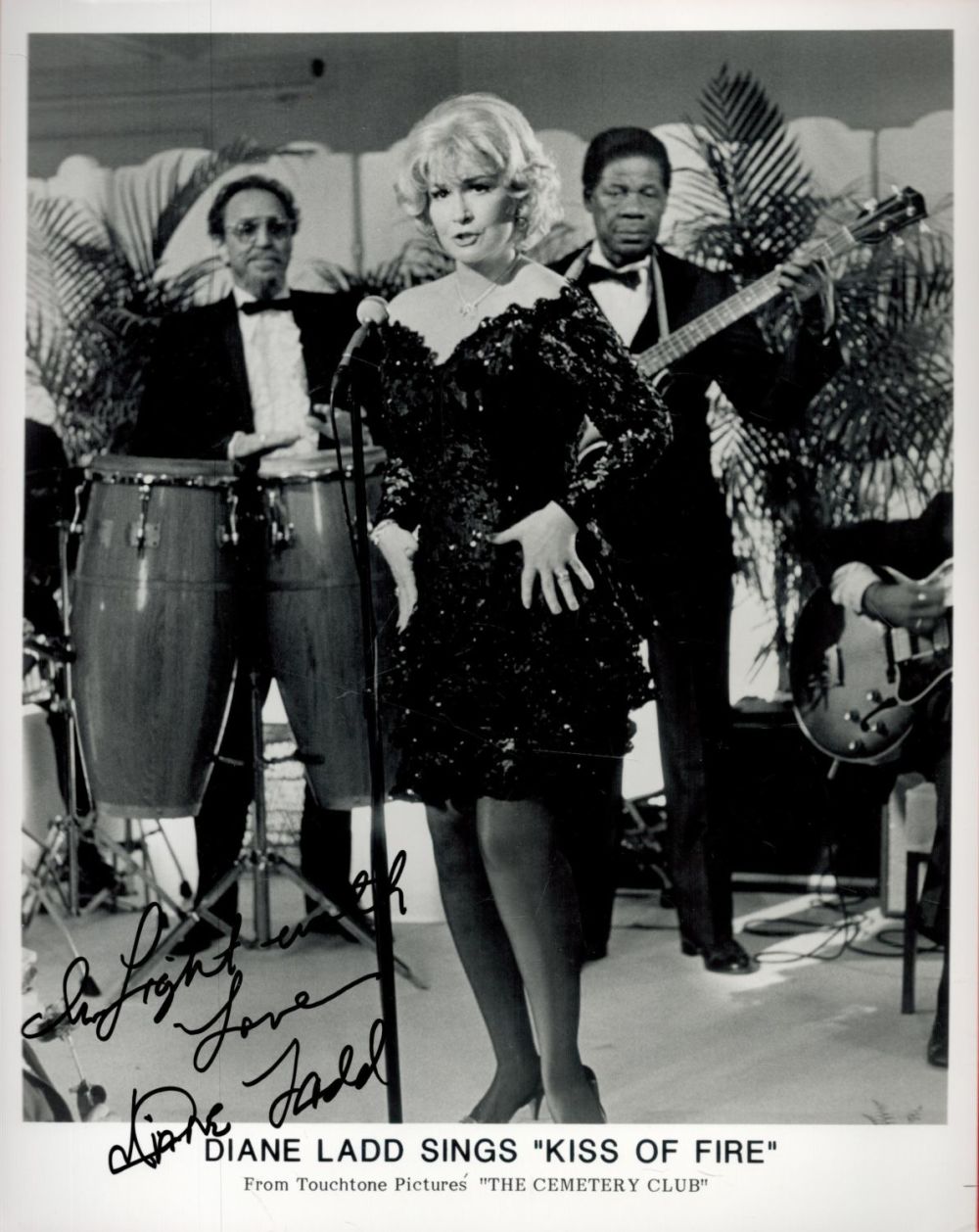 Lot 89: Diane Ladd signed Kiss of Fire 10x8 black...