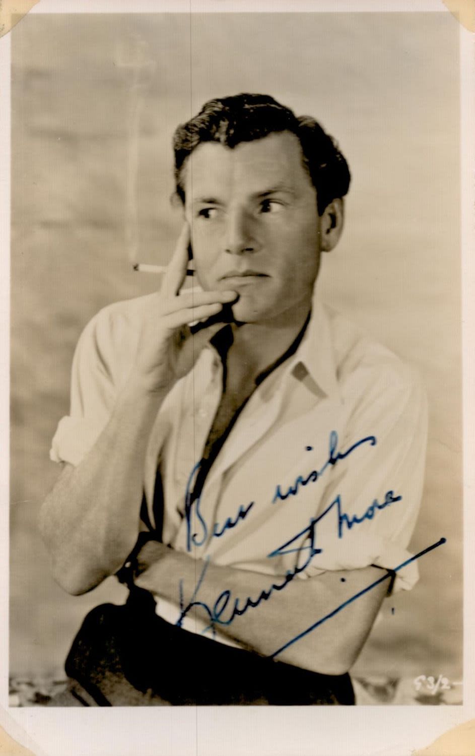 Lot 228: Kenneth More Signed 5x3 inch Vintage Black and...