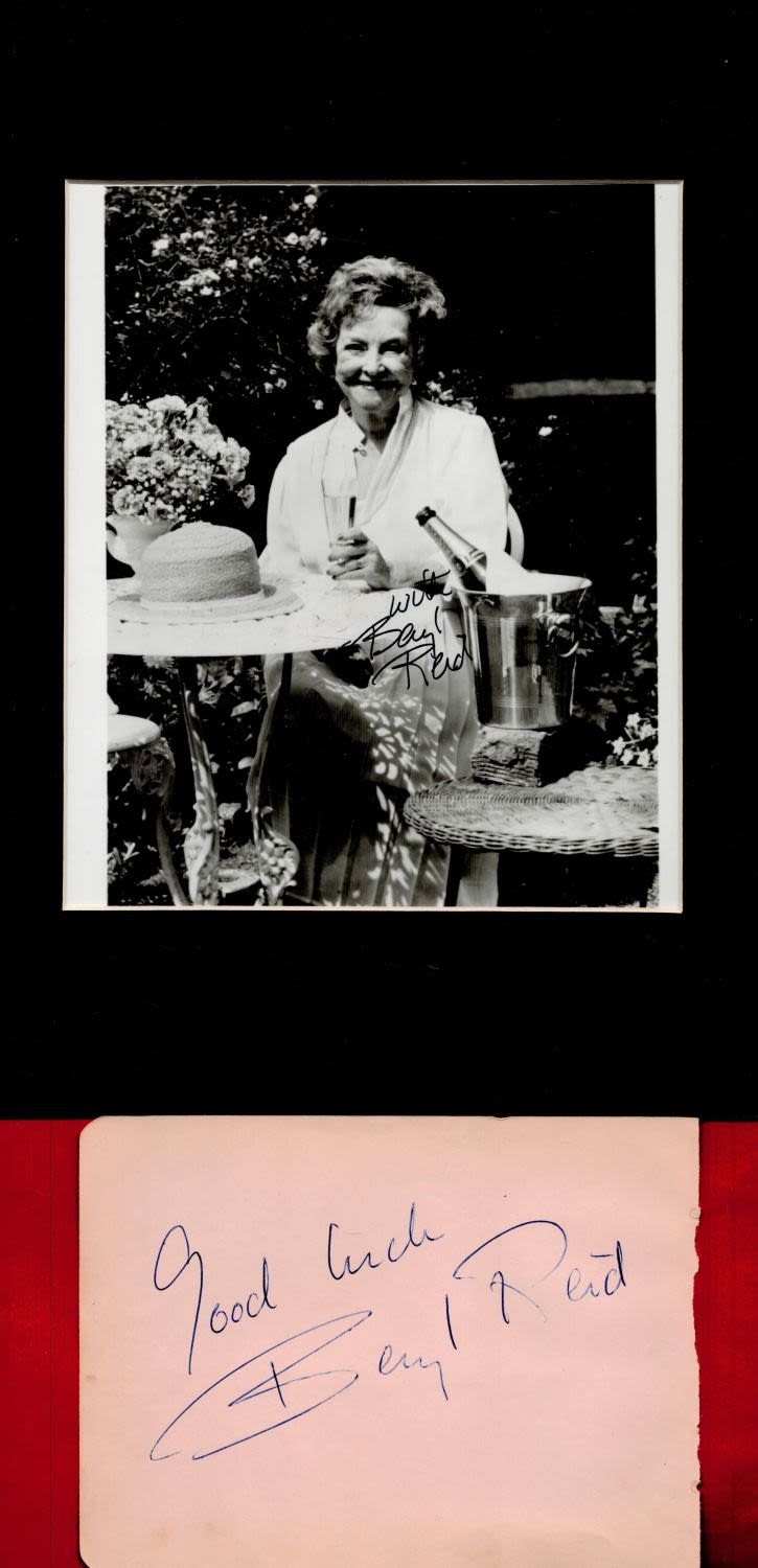 Lot 274: Beryl Reid signed 7x5 album page and 12x8...