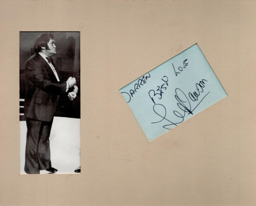 Lot 287: Les Dawson 10x8 mounted signature piece includes signed...