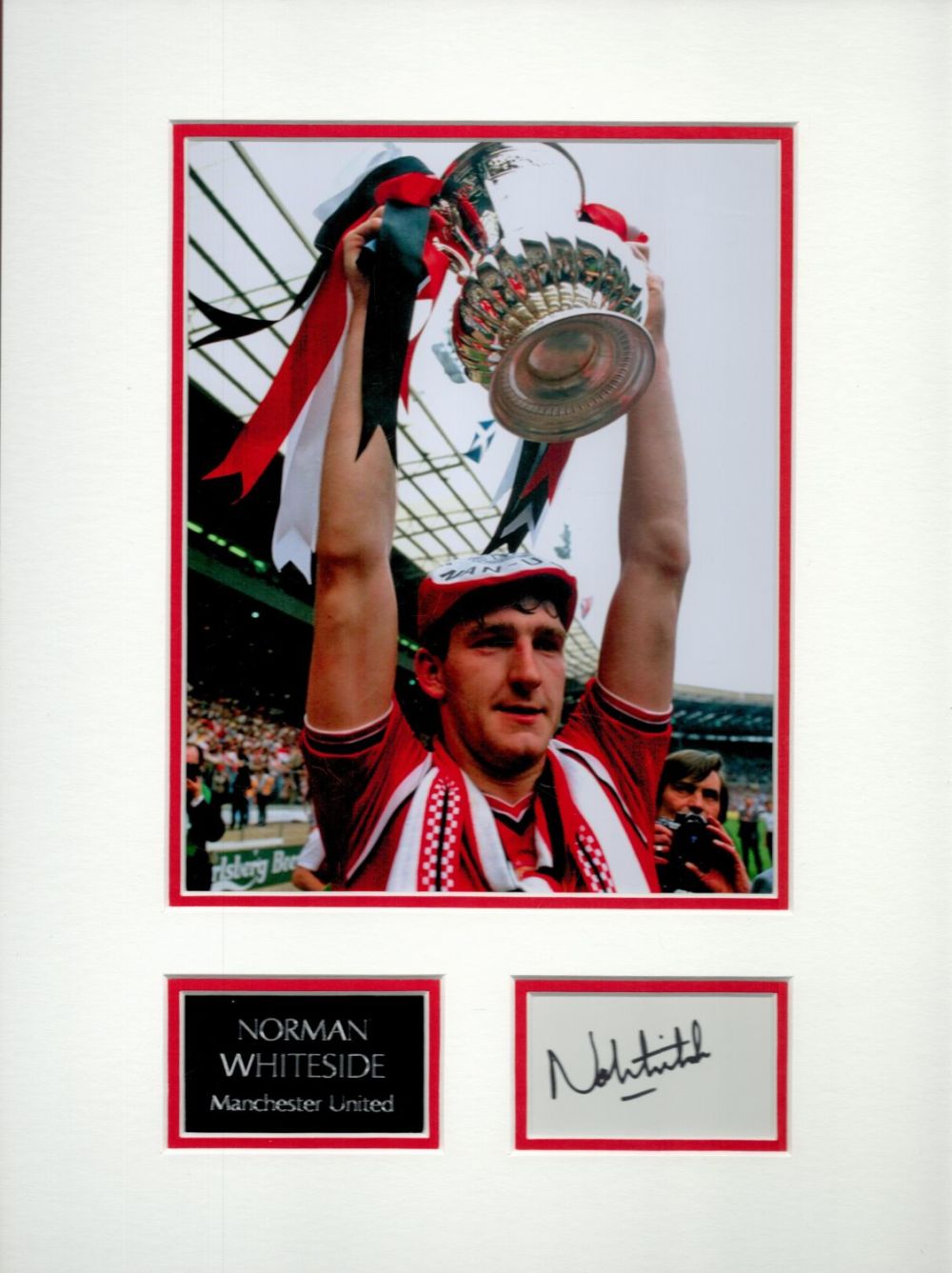 Lot 354: Manchester Utd Legend Norman Whiteside Signed Signature Piece...