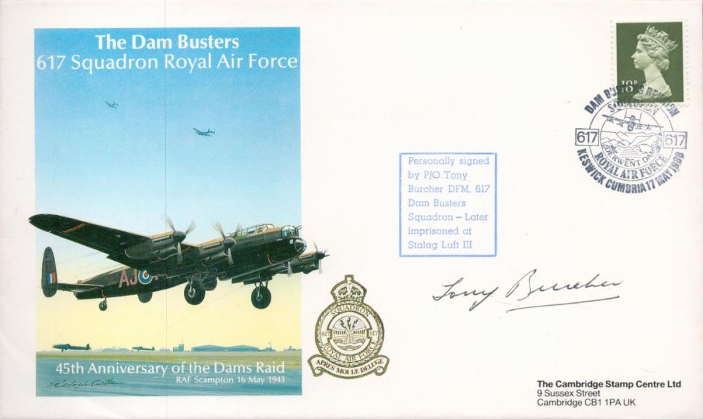Lot 379: WW2 P/O Tony Burcher DFM Signed 45th Anniversary...