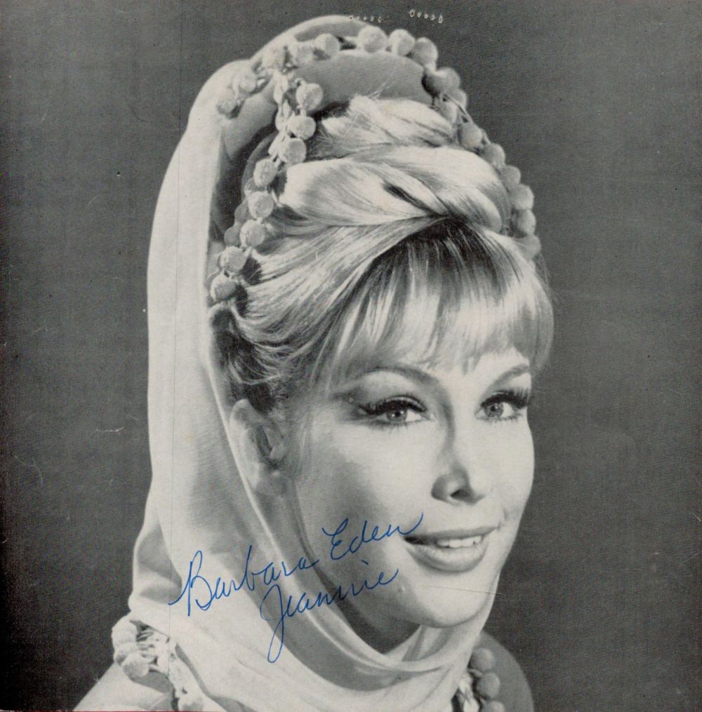 Lot 94: Barbara Eden signed 7x7 black and white magazine...