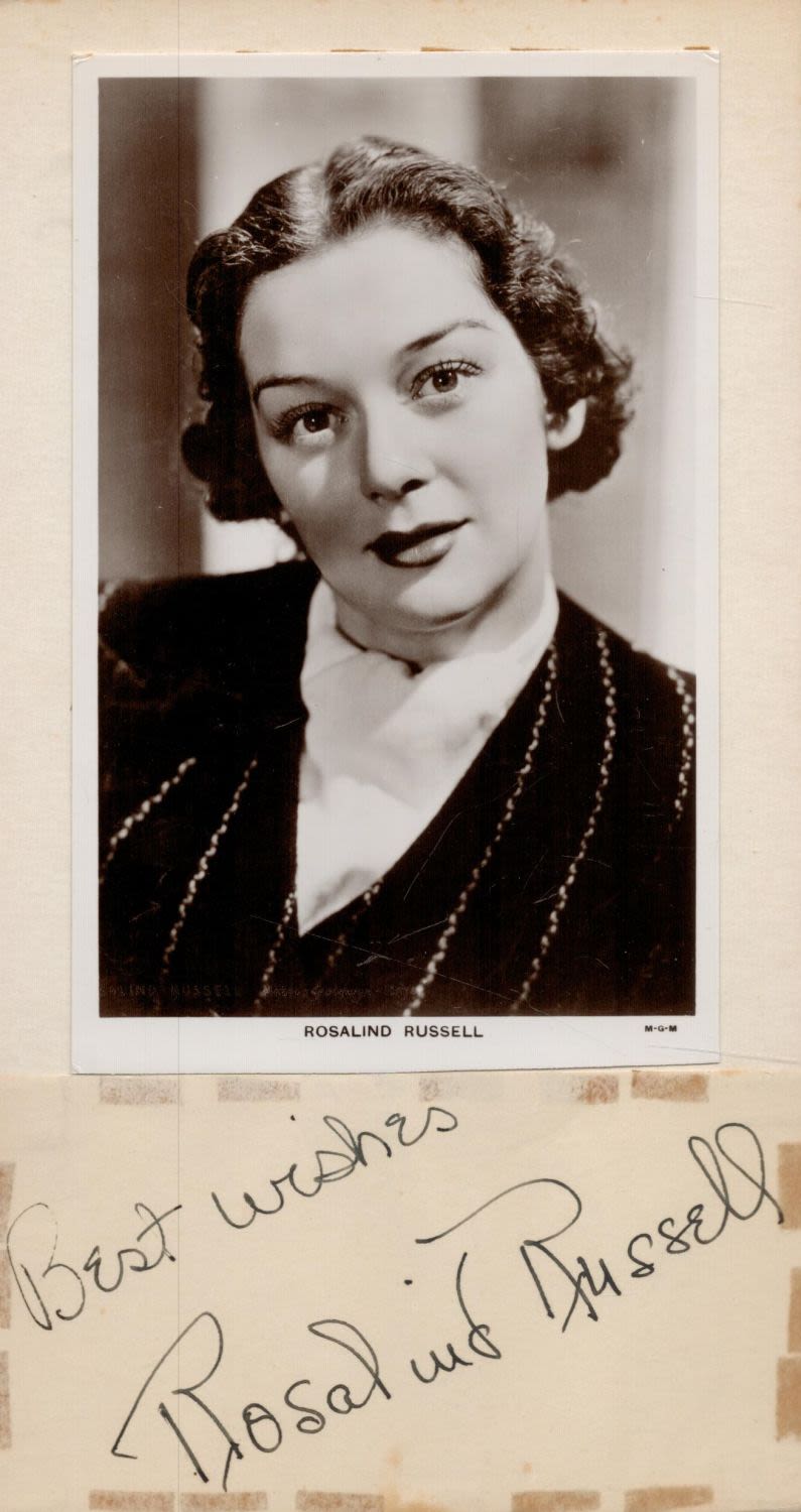 Lot 200: Rosalind Russell (1907-1976) Actress Signed Card With Attached...