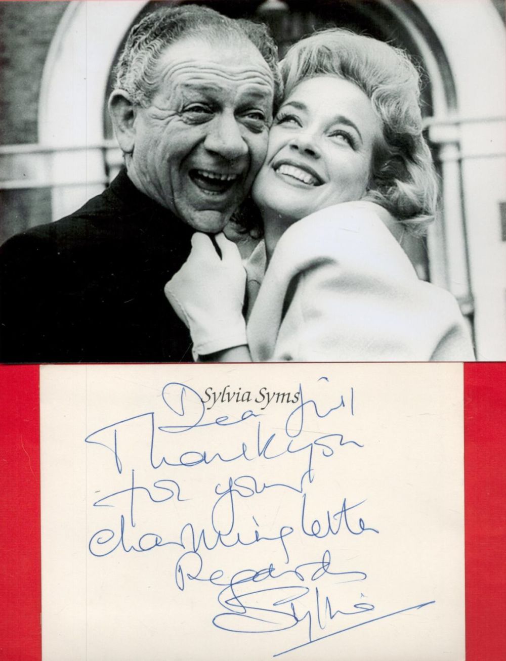 Lot 203: Sylvia Syms Actress Signed Card With Sid James...