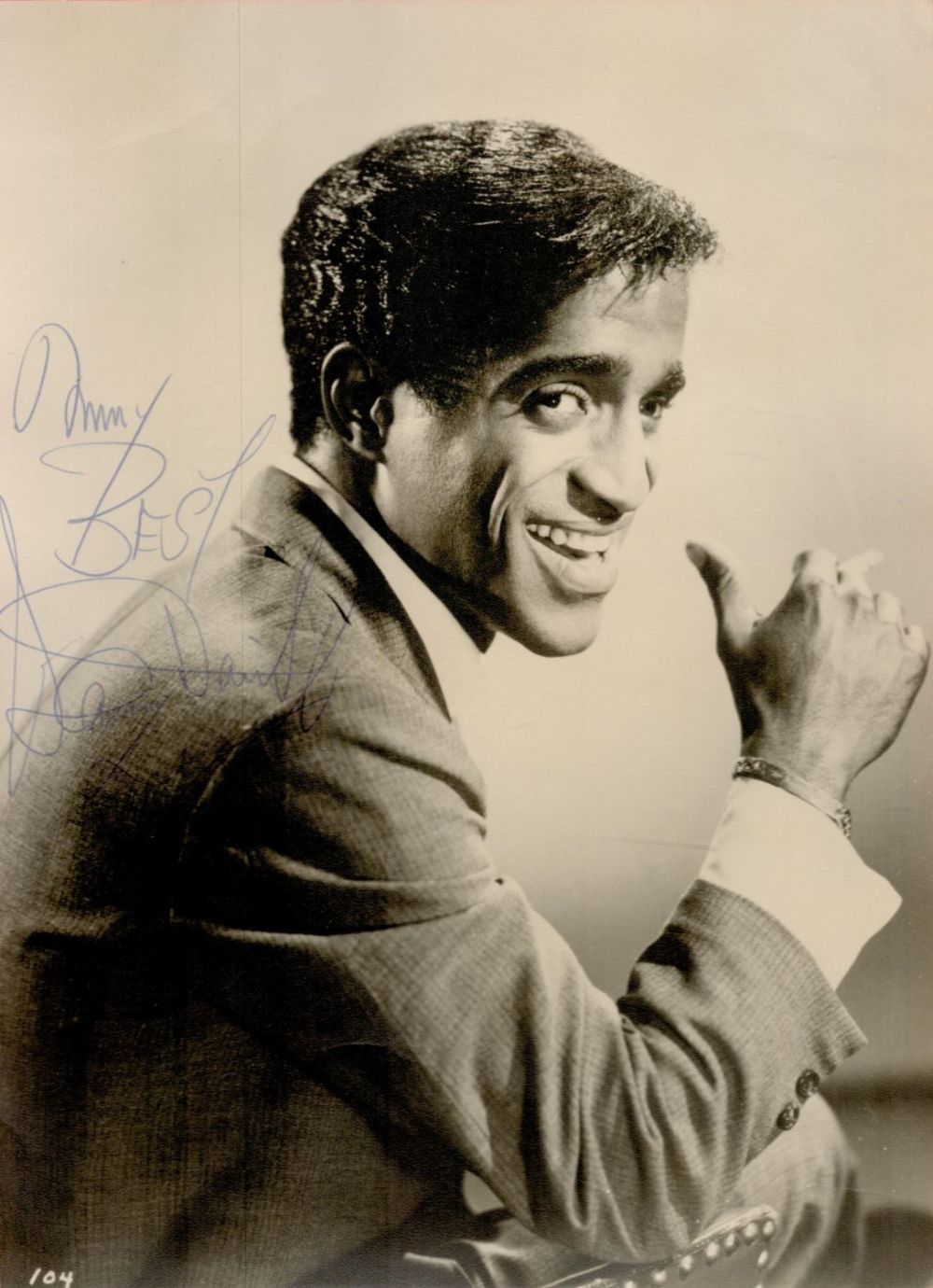 Lot 230: Sammy Davis Jr Signed 9x7 inch approx Vintage...