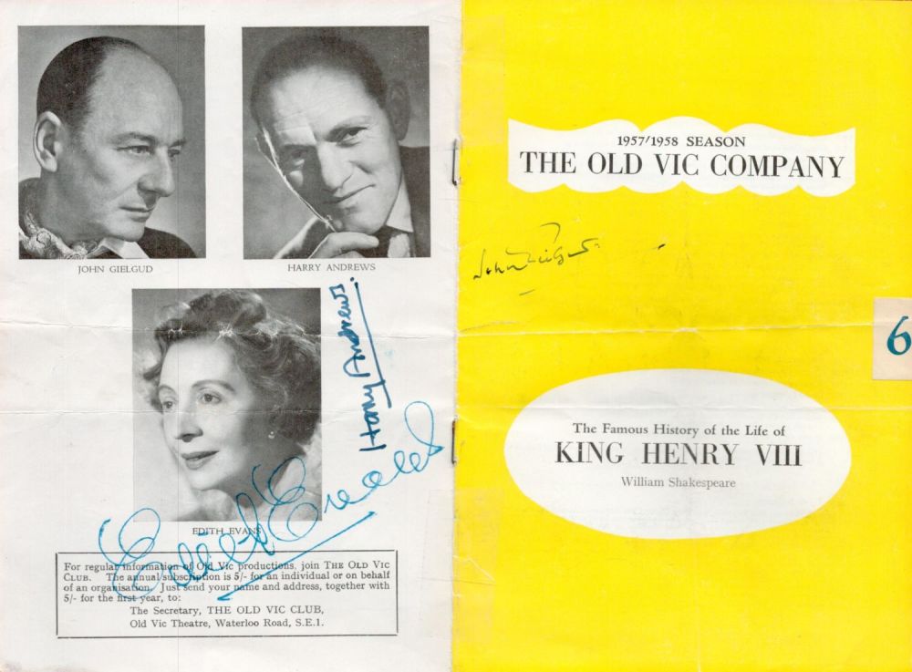Lot 237: John Gielgud, Harry Andrews and Edith Evans Signed...