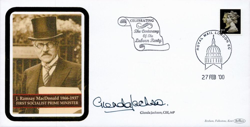 Lot 245: Glenda Jackson Signed J. Ramsay MacDonald Benhams Silk...