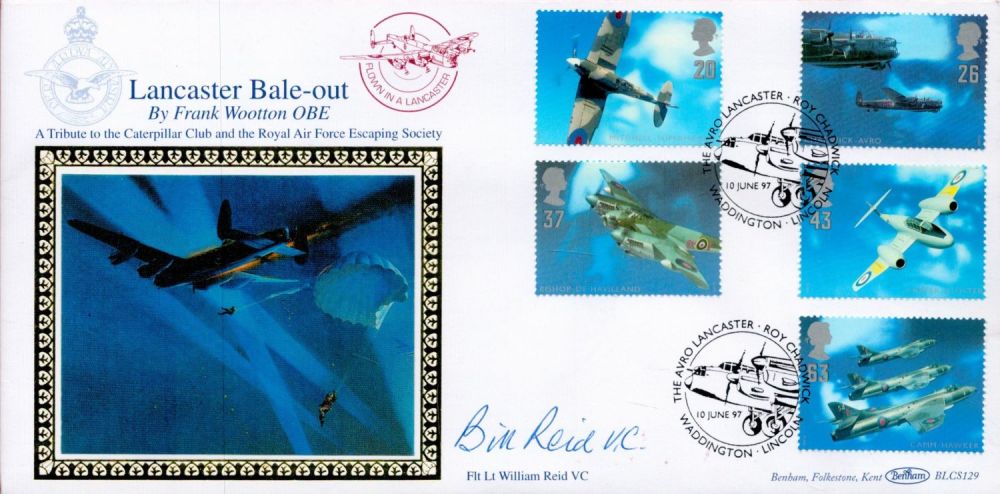 Lot 246: Bill Reid VC Signed Lancaster Bale-Out Benhams Silk...