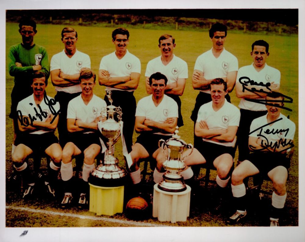 Lot 271: Cliff Jones, Dave Mackay and Terry Dyson signed...