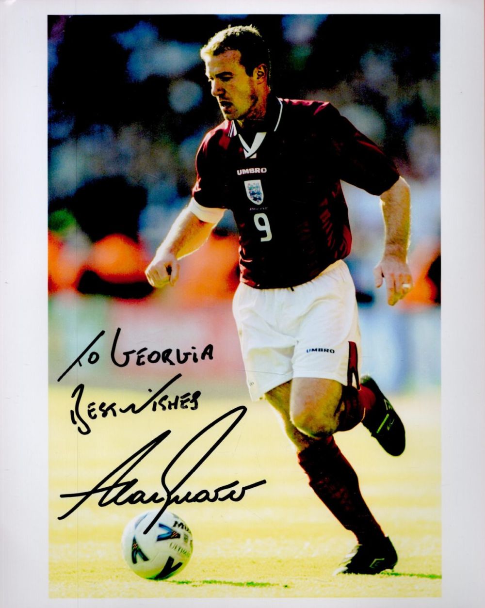 Lot 272: Alan Shearer signed 10x8 colour photo dedicated pictured...