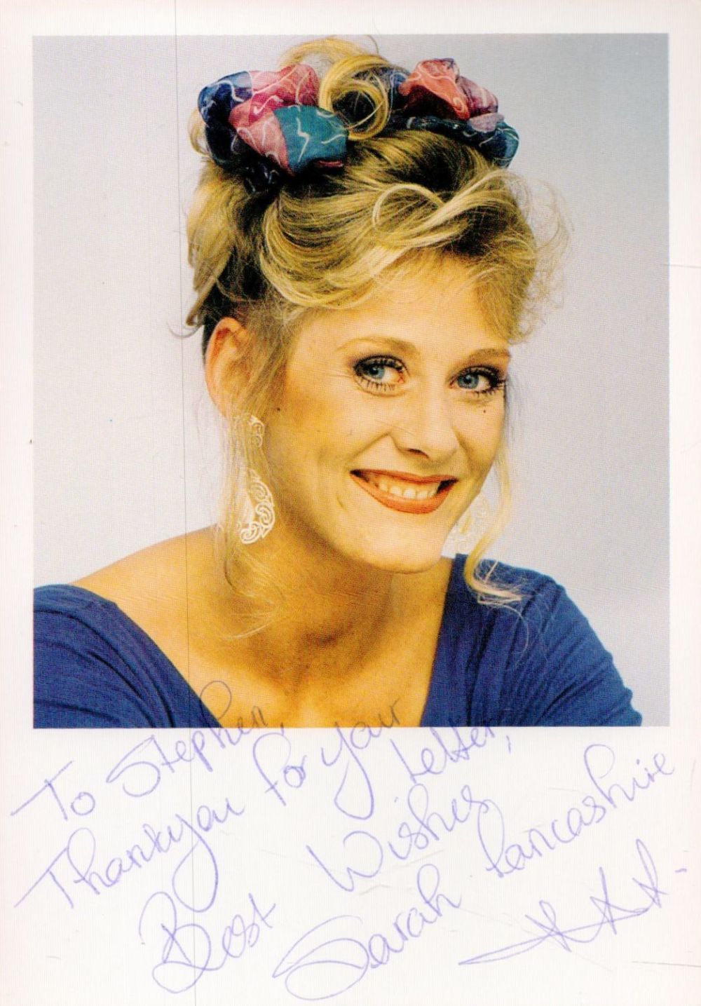Lot 279: British Actress Sarah Lancashire Signed 6x4 inch Colour...