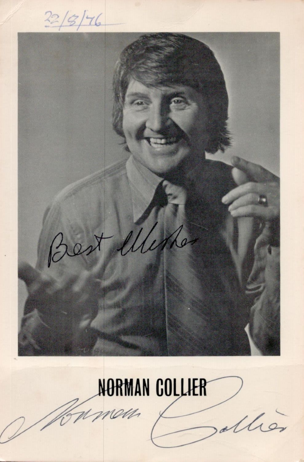 Lot 284: Norman Collier signed 6x4 black and white vintage...