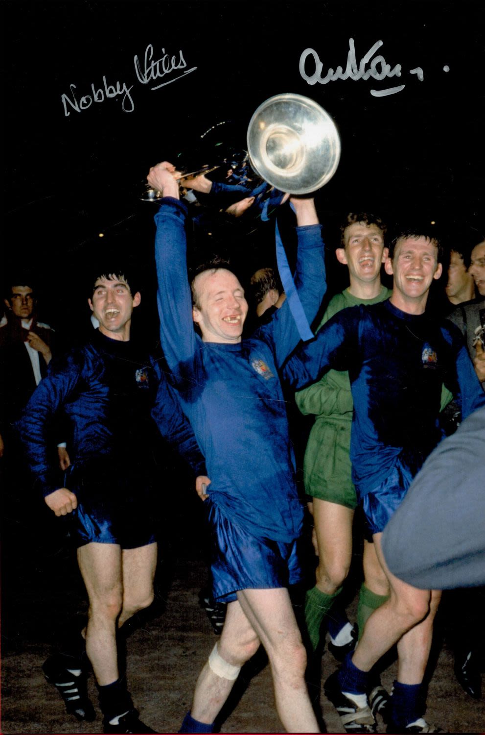 Lot 301: Football. Nobby Stiles and Alex Stepney Signed 12x8...