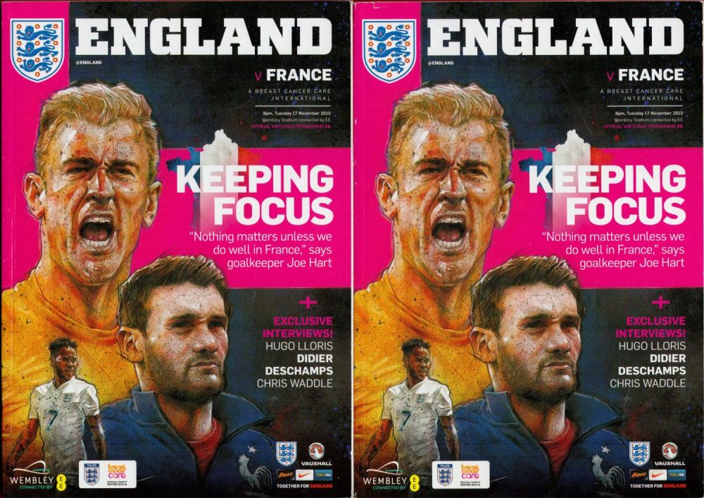 Lot 372: England V France Collection of 2 Matchday Programmes...