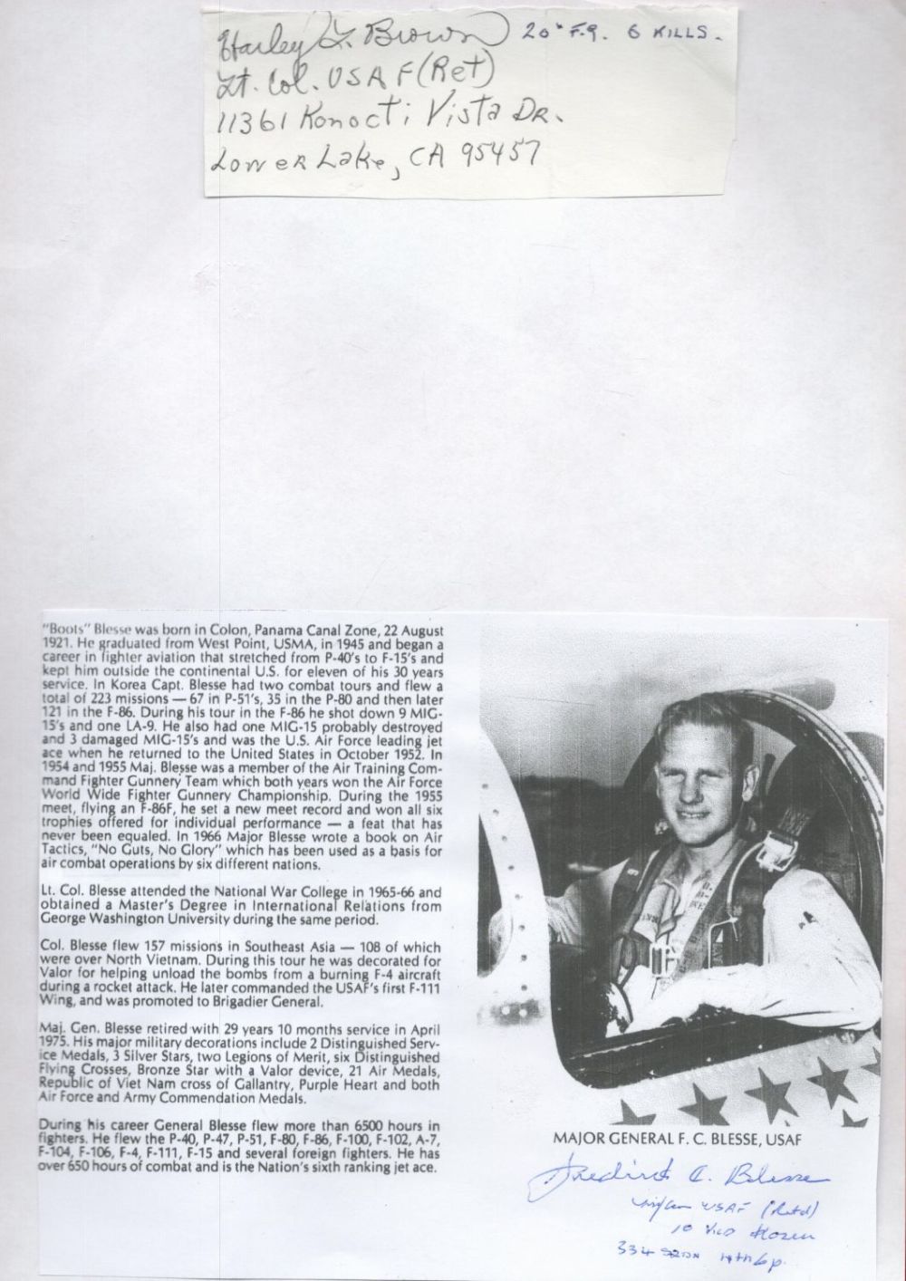 Lot 386: WW2 US Fighter Ace Maj Gen F. C....