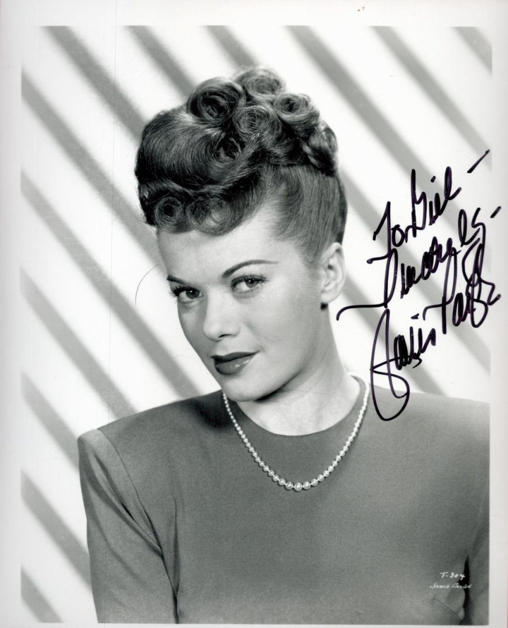 Lot 410: Janis Paige signed 10x8 black and white vintage...