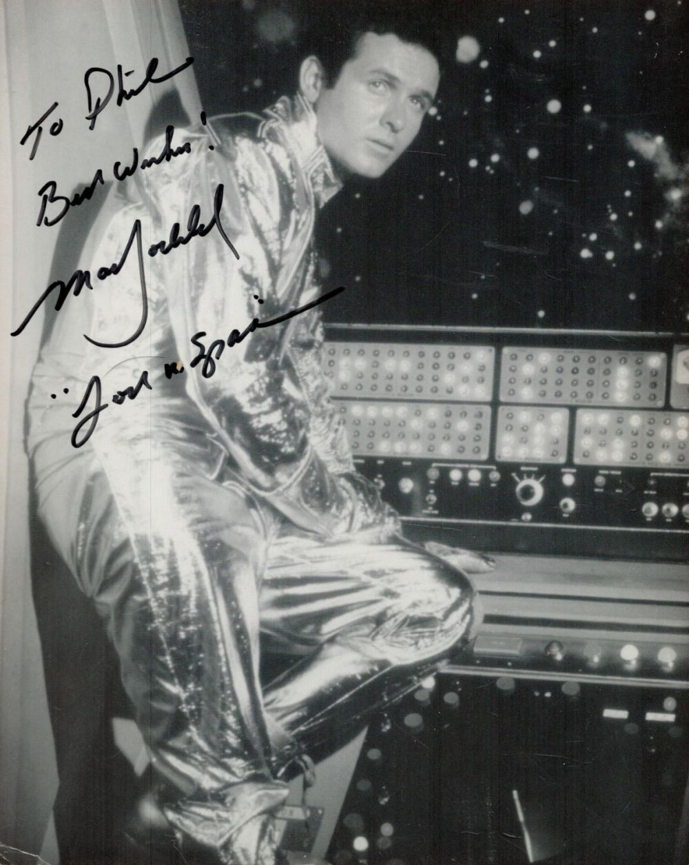 Lot 412: Mark Goddard signed 10x8 black and white photo...