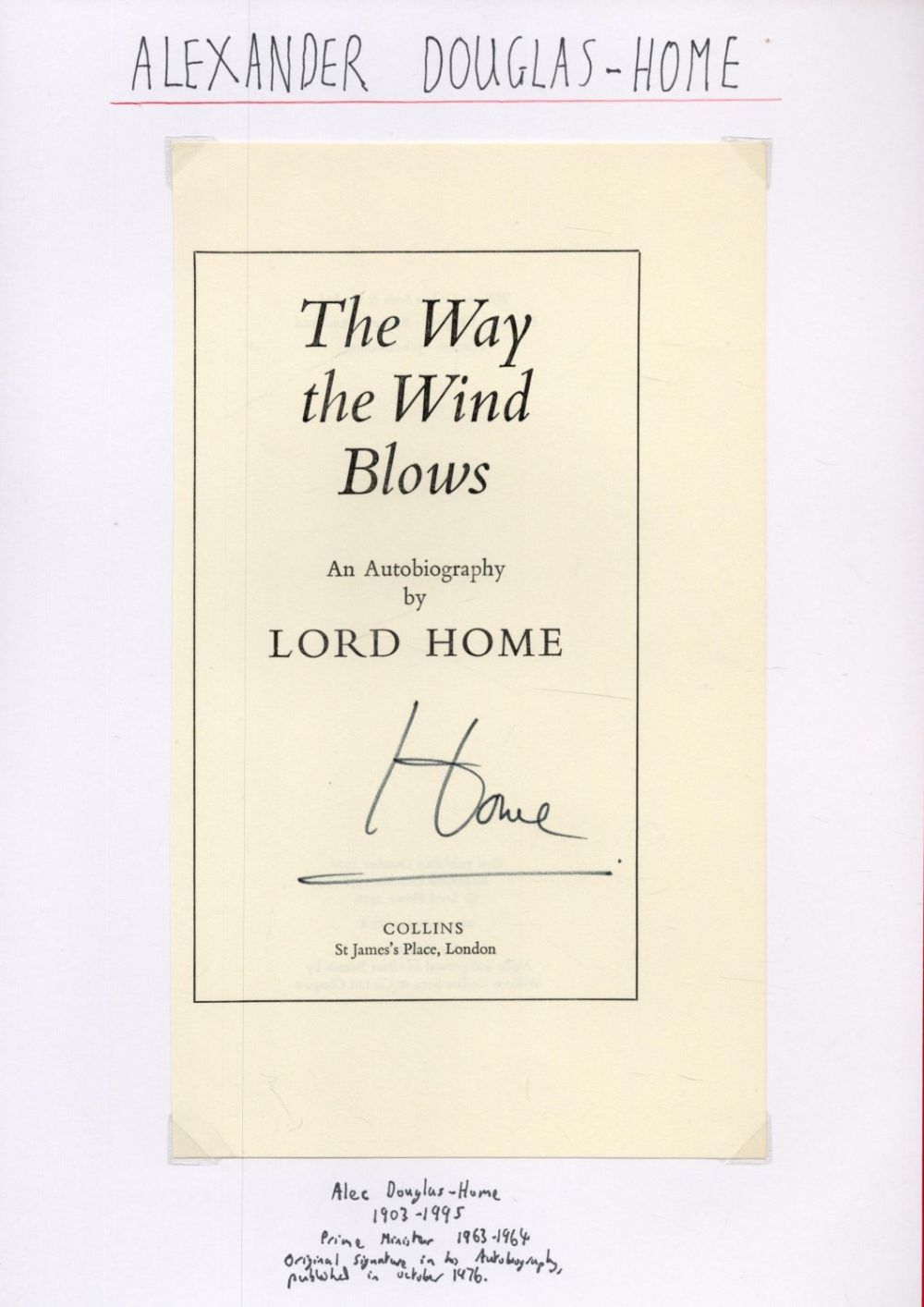 Lot 442: Alexander Douglas-Home Lord Home of the Hirsel 1903-1995...