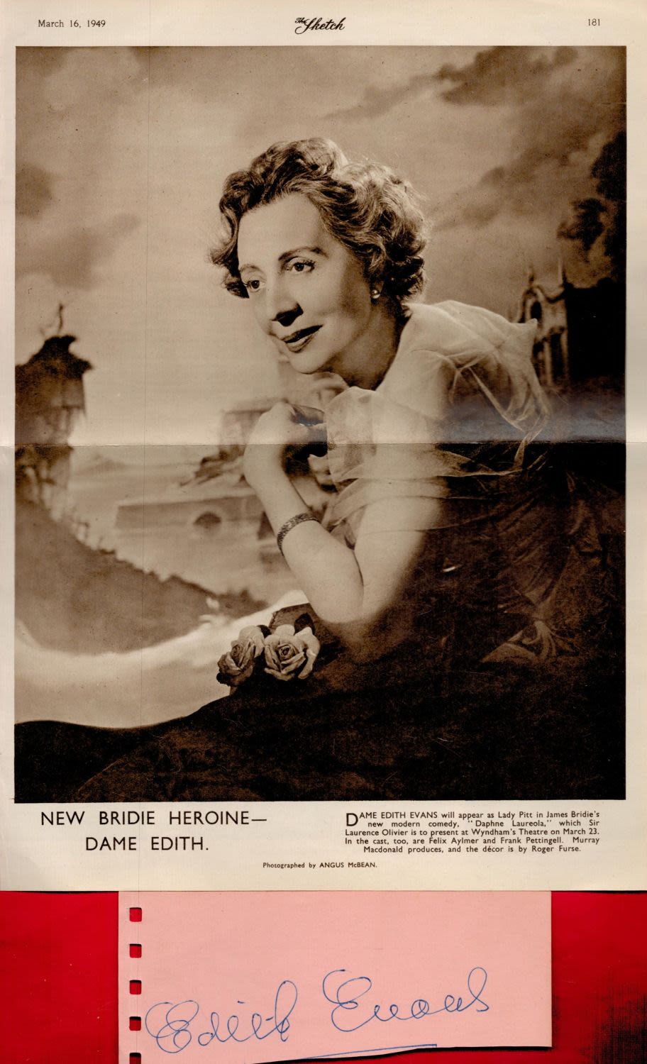 Lot 455: Dame Edith Evans signed album page and black...