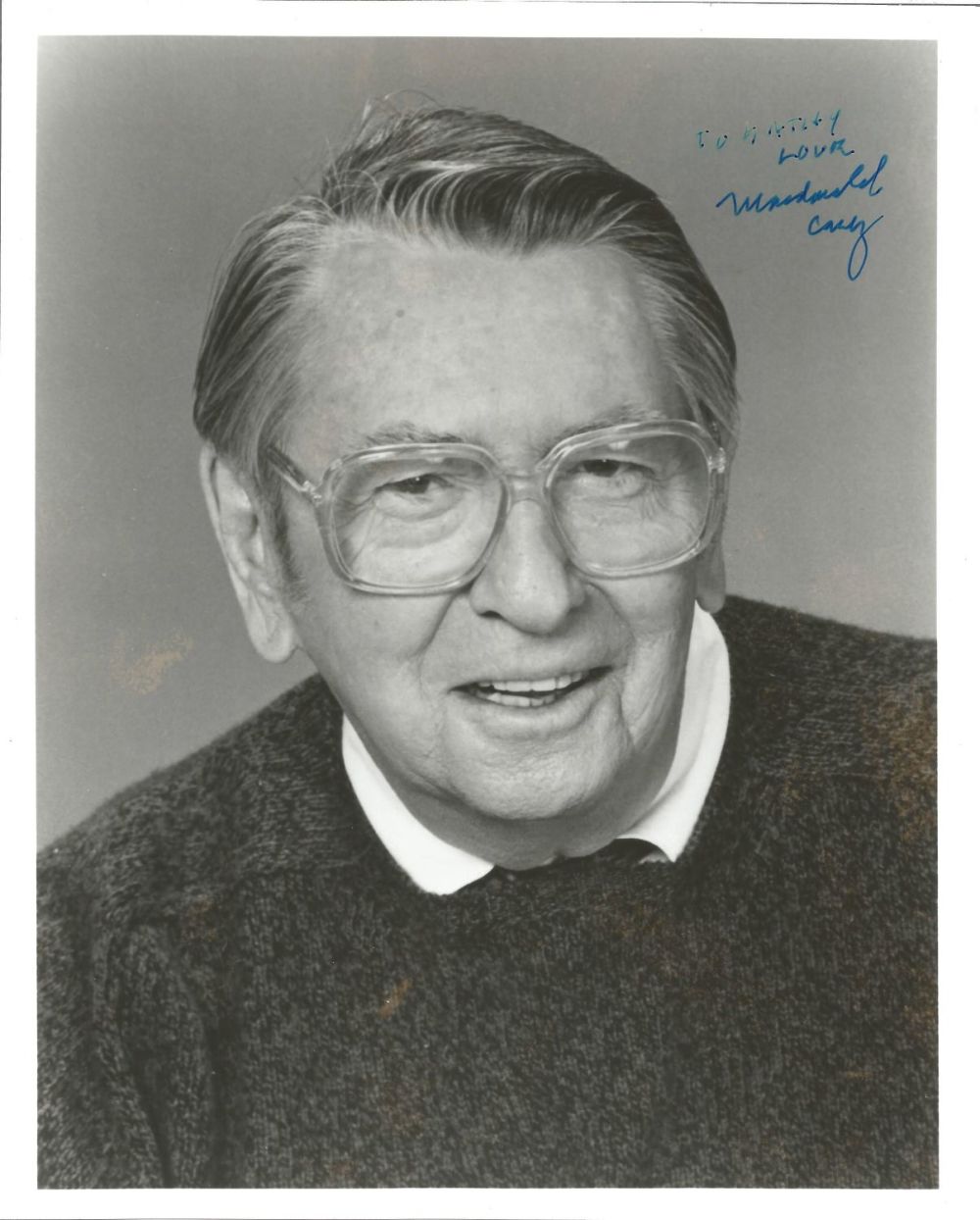 Lot 481: Actor Macdonald Carey signed 10x8 black and white...