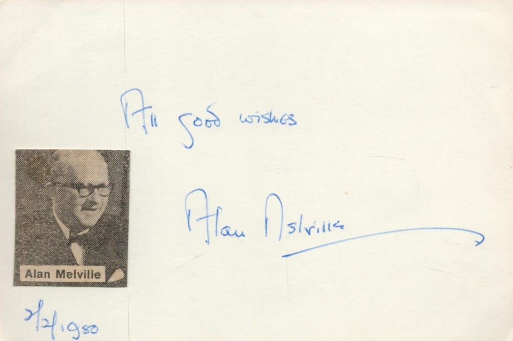 Lot 522: Alan Melville Signed White Autograph Card in 1980....