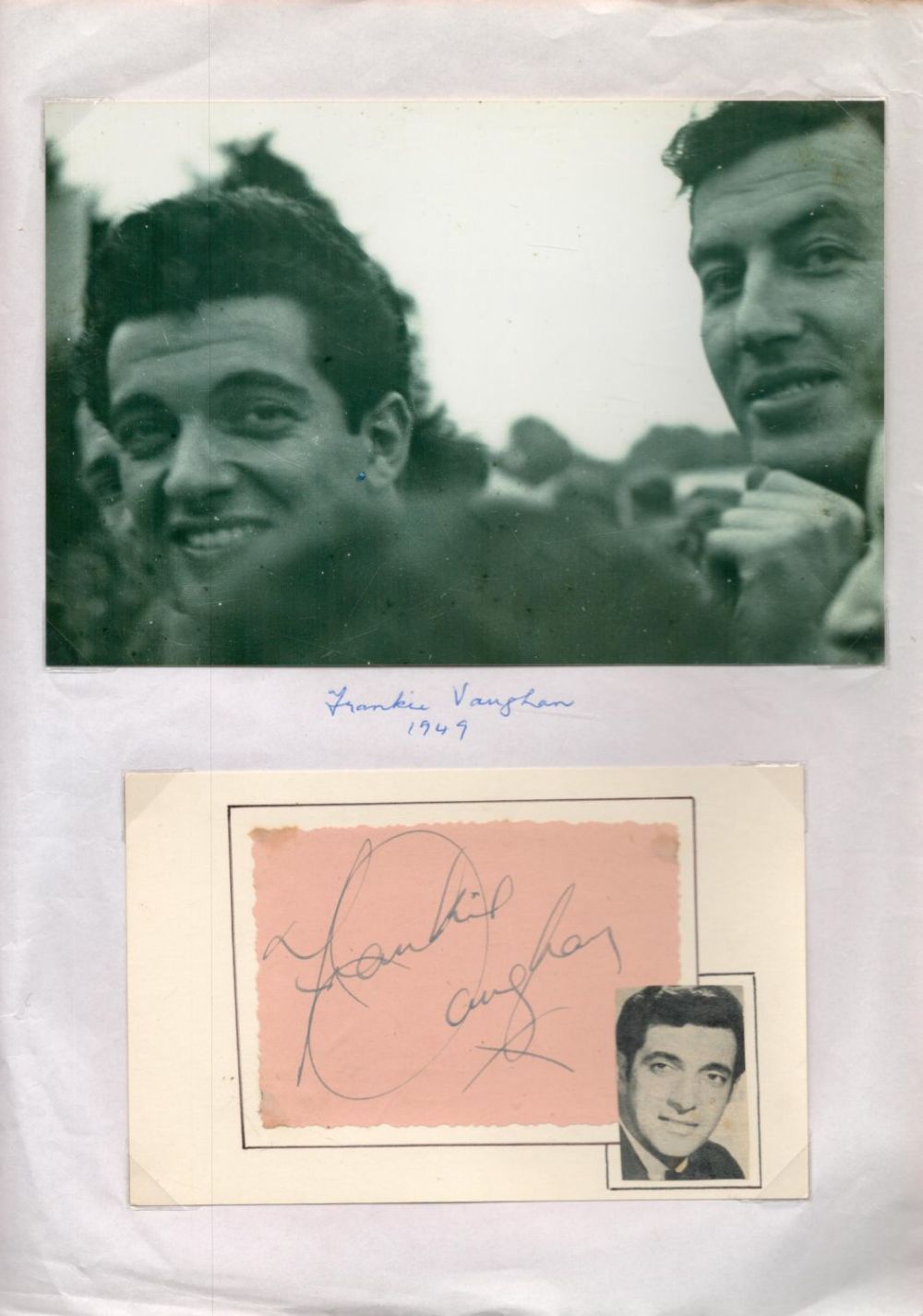 Lot 525: Frankie Vaughan Signed Signature Cutting With Black and...