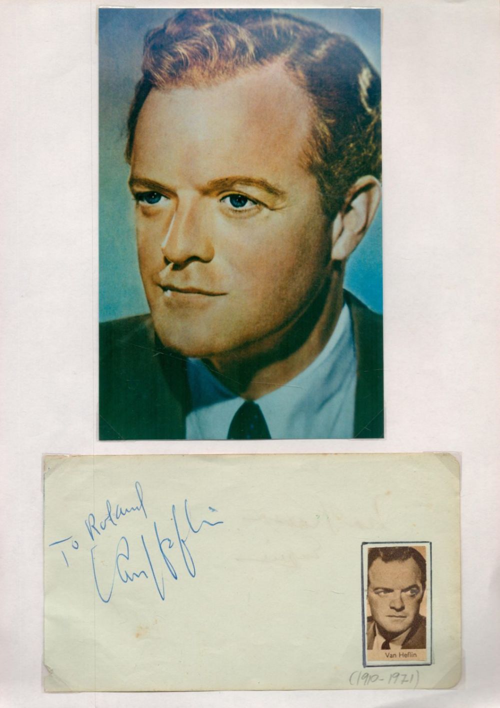 Lot 526: Van Heflin Signed Autograph album Page. Included is...