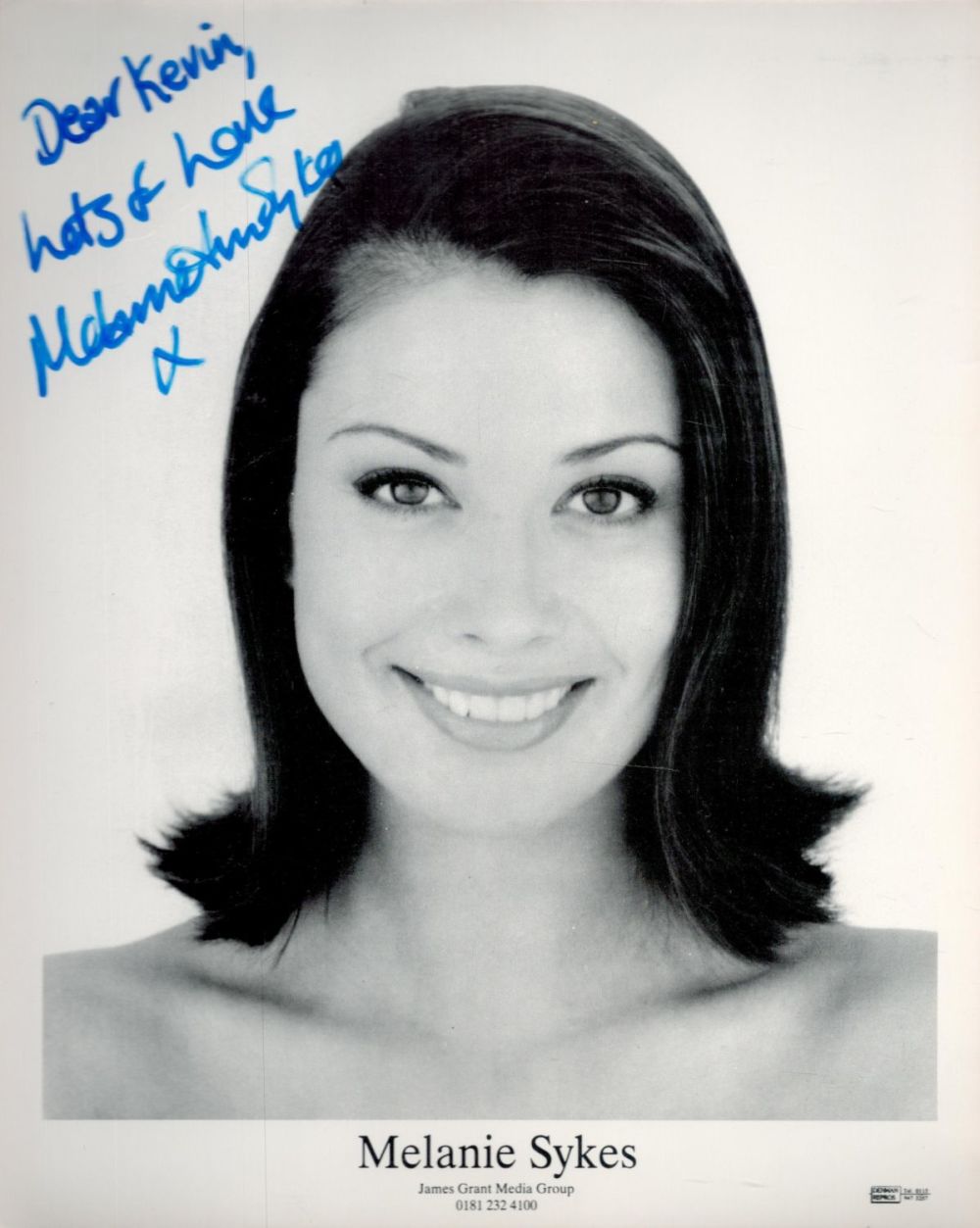 Lot 551: Melanie Sykes signed 10x8 black and white photo...