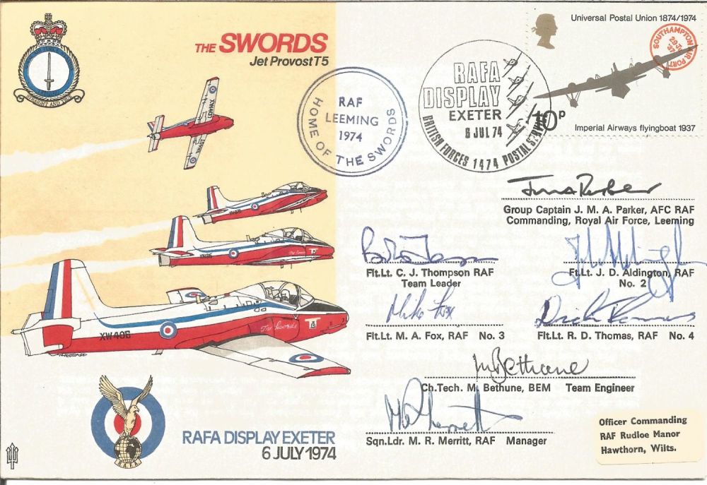 Lot 570: Swords Air Display team cover flown and signed...