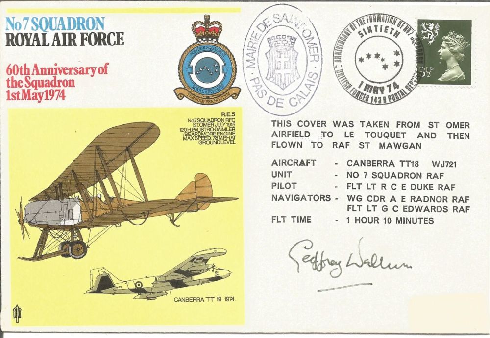 Lot 591: Geoffrey Wellum signed No7 Squadron RAF 60th Anniversary...
